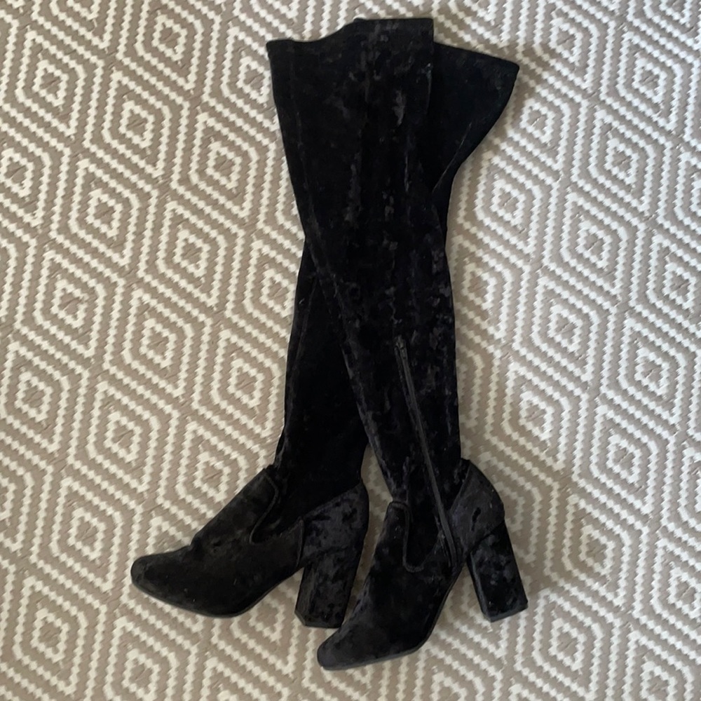 Over the knee velvet boots